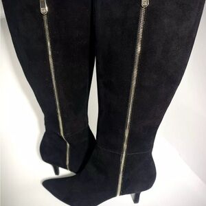 Black Suede Knee-High Boots